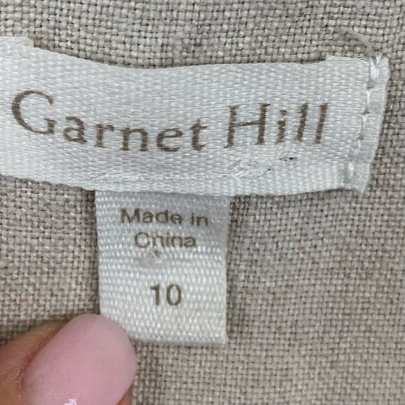 Garnet Hill Shirt Dress Linen Tan Sleeveless Collared Neutral Size 10 - Picture 3 of 11